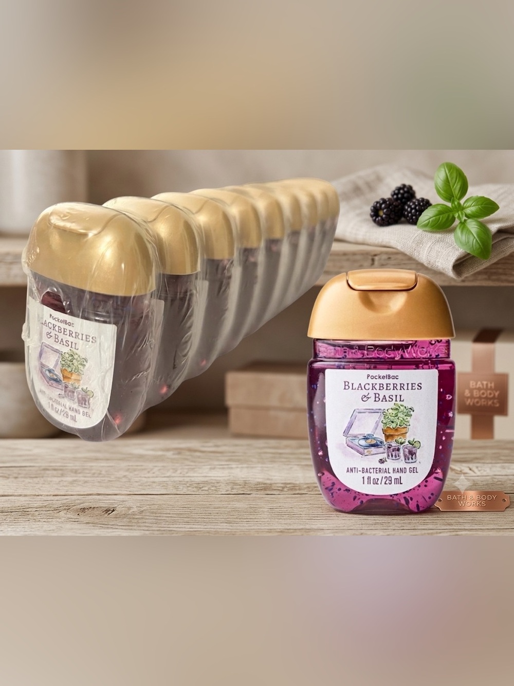 BBW Blackberries & Basil PocketBac Hand Sanitizer 1 oz Sealed Lot of 9